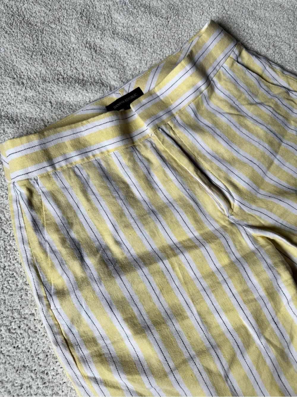 Banana Republic Yellow & White Striped Linen Pants